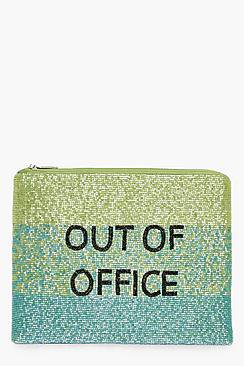 Erin Out Of Office Slogan Embellished Clutch