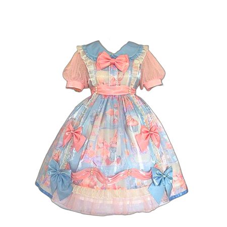 pastel pink white blue lolita dress