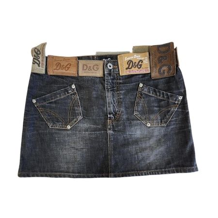 Vintage y2k D&G multi labels belt denim mini skirt... - Depop