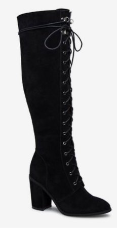 black lace up heel boots