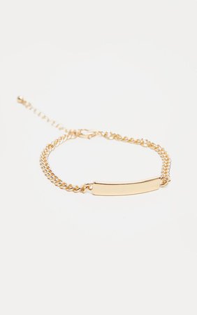 Gold Signet Chain Bracelet | Accessories | PrettyLittleThing