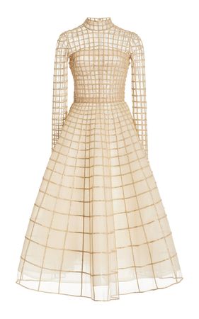 Crystal Grid Midi Dress By Oscar De La Renta | Moda Operandi