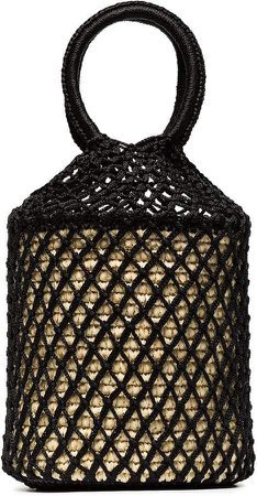 Studio Black straw and net bucket bag