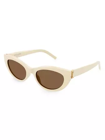 Shop Saint Laurent Monogram Hinge Acetate 54MM Cat Eye Sunglasses | Saks Fifth Avenue