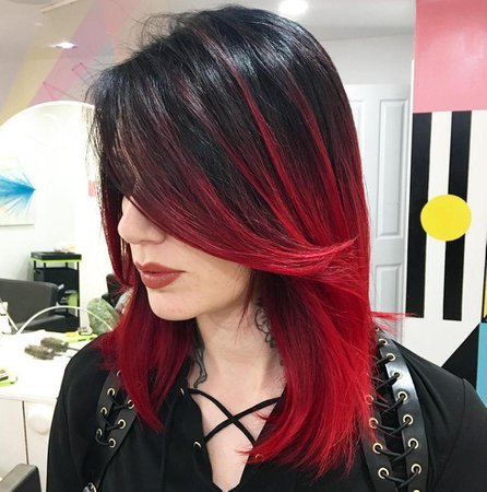 Black & Red Ombre Hair