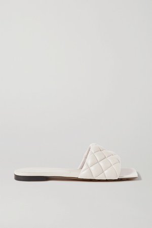 Quilted Leather Slides - White
