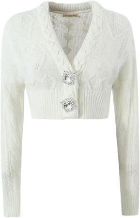 Amazon.com: Women Autumn Sweet Twist Jacquard Knitted Cardigan Chic Rhinestone Button Short Sweater Cute Outwear : Clothing, Shoes & Jewelry