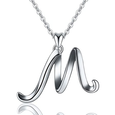 Amazon.com: EUDORA Sterling Silver Necklace 26 Letters Alphabet Personalized Charm Pendant with 18inch O-Ring Chain: Jewelry