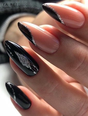 Black/Silver Nails