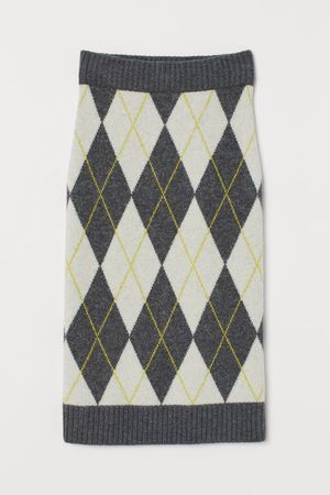 Jacquard-knit Skirt - Dark gray melange/argyle - Ladies | H&M US