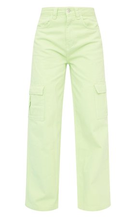 Pastel Green Wide Leg Cargo Jeans | Denim | PrettyLittleThing CA