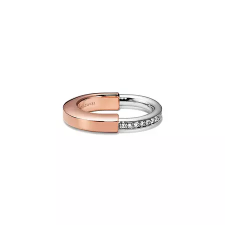 Tiffany Lock Ring in Rose and White Gold with Diamonds | Tiffany & Co.