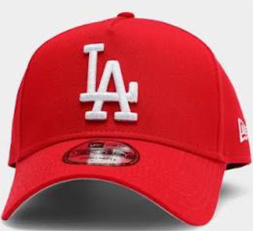red LA baseball cap