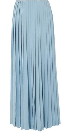 Tulu Pleated Silk Crepe De Chine Maxi Skirt - Blue