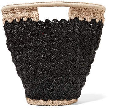 Carrie Forbes - Lily Woven Faux Raffia Bucket Bag - Black