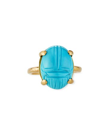 Elizabeth Locke 19k Carved Turquoise Oval Ring