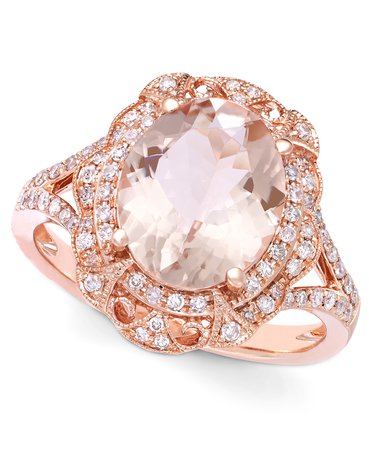EFFY 14k Rose Gold Morganite and Diamond Ring