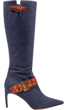 Dior denim buckle boots