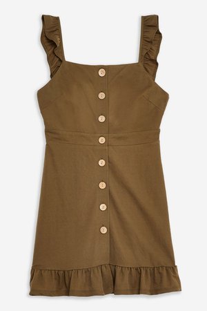 Khaki Frill Mini Dress | Topshop olive
