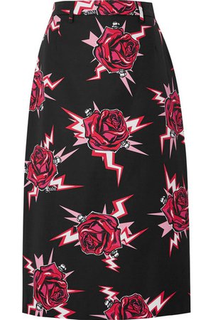 Prada | Printed cotton-poplin skirt | NET-A-PORTER.COM