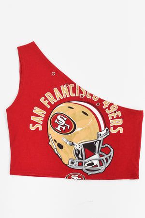 Upcycled 49ers One Shoulder Tank Top - Tonguetied Apparel