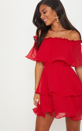 model in red dress