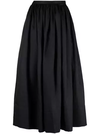 Asceno Coco Full Linen Midi Skirt