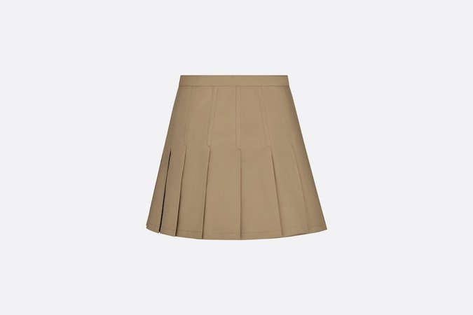 Pleated Miniskirt Beige Cotton Gabardine | DIOR
