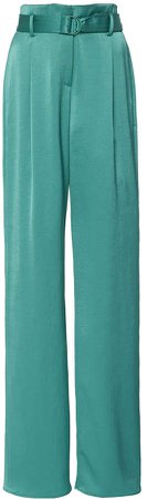 Sally LaPointe High-Waist Flared Satin Trousers Size: 2