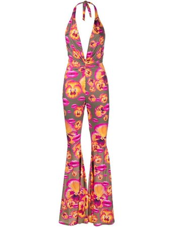 Amen floral-print Flared Jumpsuit - Farfetch