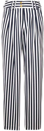 high-waist striped trousers