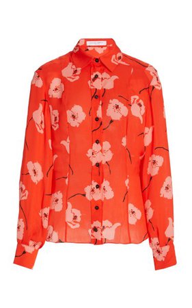 Floral Silk Georgette Shirt By Carolina Herrera | Moda Operandi