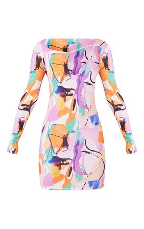 Multi Abstract Multi Cut Out Bodycon Dress | PrettyLittleThing USA