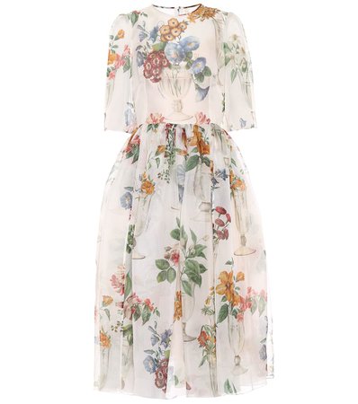 Dolce & Gabbana - Floral silk organza midi dress | Mytheresa