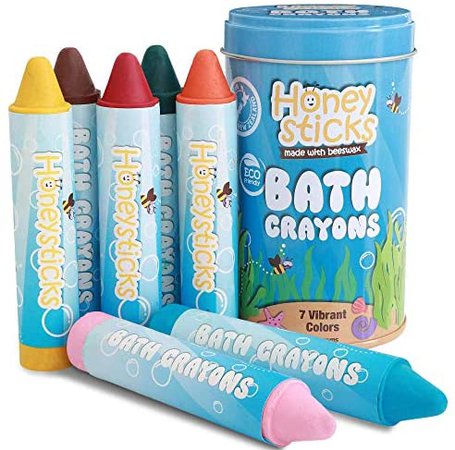 Amazon.com: Honeysticks Bath Crayons for Toddlers & Kids - Handmade from Natural Beeswax for Non Toxic Bathtub Fun - Fragrance Free, Non-Irritating Bath Toys - Bright Colors and Easy to Hold - Washable - 7 Pack : Toys & Games