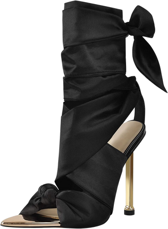 black satin heel