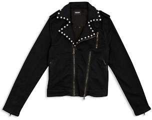 Hudson Girls' Faux Pearl Detail Moto Jacket,