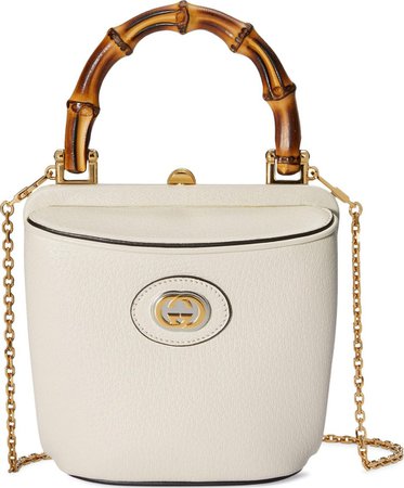 Gucci Mini Bamboo Bucket Bag With Chain 'Mystic White' | GOAT