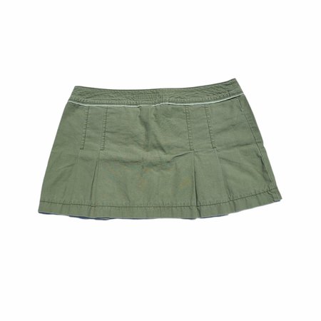 olive green pleated mini skirt