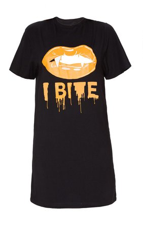 Black Bite Print T Shirt Dress | PrettyLittleThing