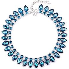 Amazon.com: XILAZAB Blue Sapphire Necklace for Women, Luxury Blue Rhinestone Crystal Necklace Elegant Teardrop Necklace Birthstone Necklace for Mothers Prom Jewelry Sets Wedding Jewelry for Bride,Bridal Necklace: Clothing, Shoes & Jewelry
