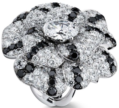 CHANEL | Pétales de Camélia Ring in 18k White Gold and Black Diamonds $106,900.00