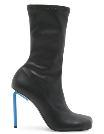 black boot blue heels