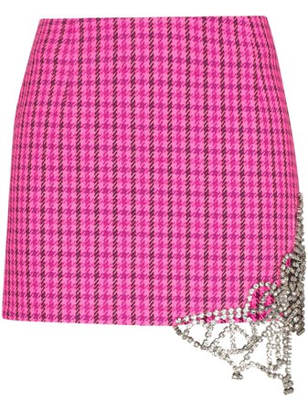 AREA crystal-butterfly Checked Mini Skirt - Farfetch