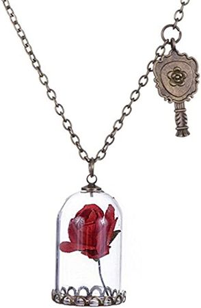Amazon.com: Blingsoul Beauty Rose Gold Flower Necklace - Pressed Beast Merchandise Red Necklaces For Women | [J100005] Beuty Beest : Clothing, Shoes & Jewelry