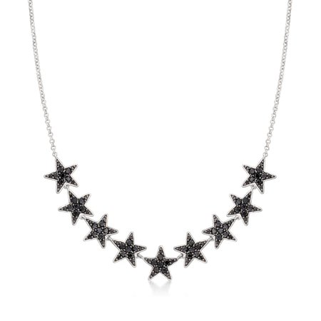 Ross-Simons 5.75 ct. t.w. Black Spinel Star Necklace