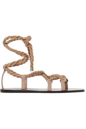 Jimmy Choo | Aziza rope and glossed-leather sandals | NET-A-PORTER.COM