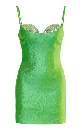 Crystal-Embellished Metallic-Twill Mini Dress By Area | Moda Operandi