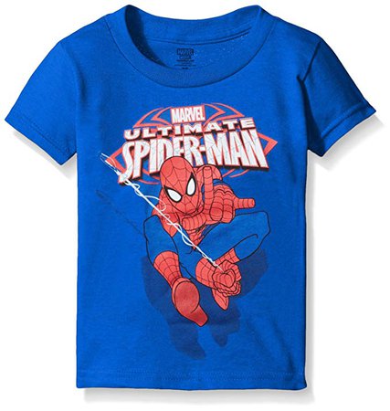 Amazon.com: Marvel Little Boys' Toddler Ultimate Spiderman Swinging Short Sleeve T-Shirt, Royal, 2T: Clothing