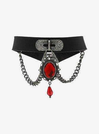 Ruby Chain Faux Leather Choker